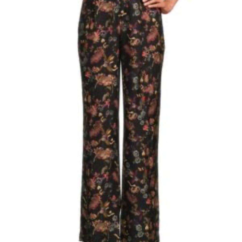 Robert Graham Black Floral Wide Leg Pants